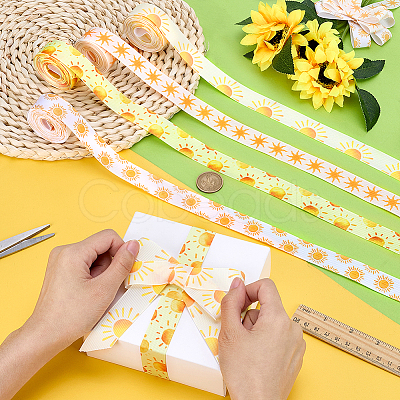 20 Yards 4 Styles Sun Pattern Polyester Ribbon OCOR-PH0007-71-1