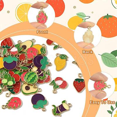 36Pcs 12 Styles Fruits Alloy Enamel Pendants FIND-FS0005-12-1