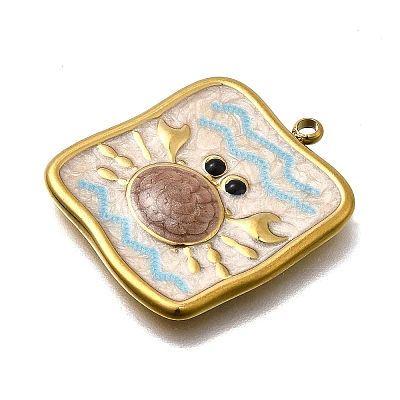 304 Stainless Steel Enamel Pendants STAS-Z163-21G-02-1