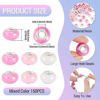 150Pcs Opaque Resin European Beads RESI-TA0004-61C-1