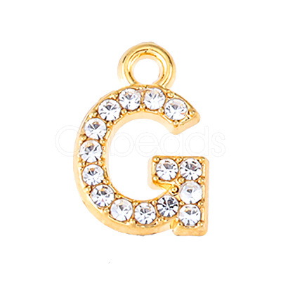 Golden Tone Alloy Rhinestone Pendants PW-WGCC773-07-1