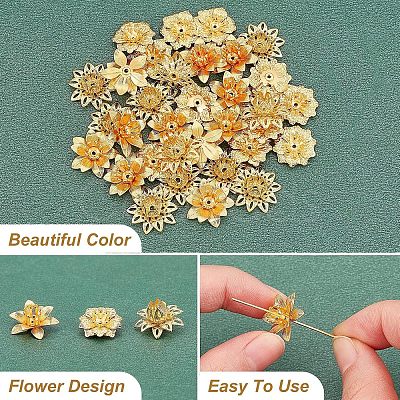 36Pcs 3 Style Brass 3D Flower Bead Caps KK-FH0002-48-1