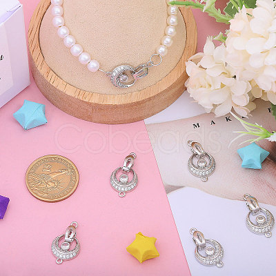 6Pcs Brass Fold Over Clasp with Crystal Rhinestone KK-CA0002-69B-1
