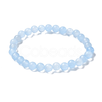 Natural & Dyed White Jade Bead Stretch Bracelets X-BJEW-K212-A-018-1