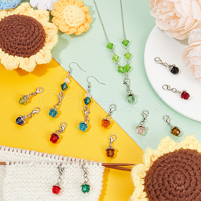 Birthstone Glass Locking Stitch Marker HJEW-UN00030-1