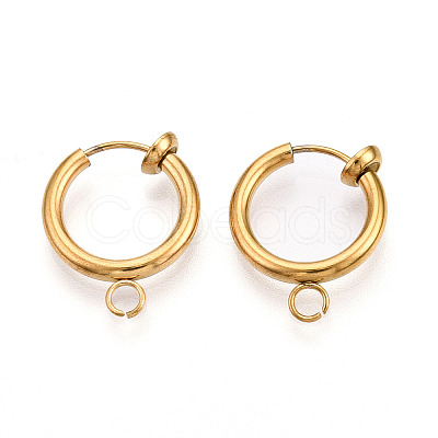 PVD Vacuum Plating 316 Surgical Stainless Steel Clip-on Hoop Earrings STAS-S101-13mm-01G-1