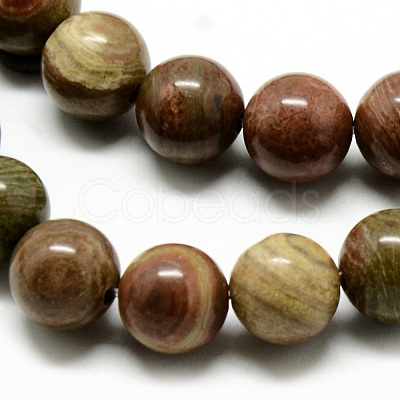 Natural Red Rainbow Jasper Beads Strands G-Q462-49-6mm-1
