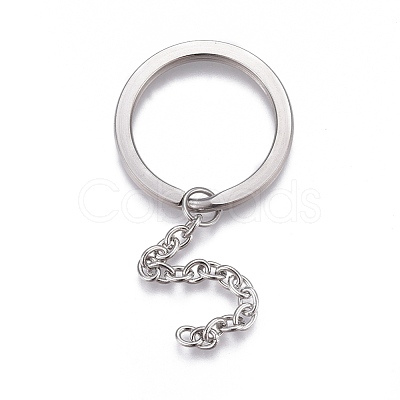 Tarnish Resistant 304 Stainless Steel Split Key Ring Clasps STAS-L226-009D-1