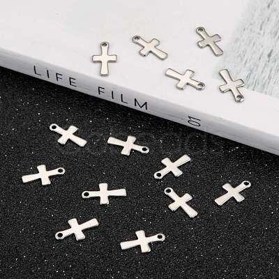 Tarnish Resistant Stainless Steel Tiny Cross Charms STAS-Q168-07-1