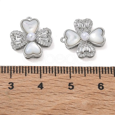 Brass Micro Pave Clear Cubic Zirconia Pendants KK-CBA61F8-07P-1