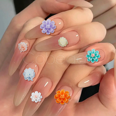 120Pcs 8 Styles Flower Resin Cabochons MRMJ-FH0001-30-1