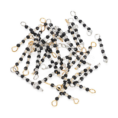 Transparent Glass Beads Connector Charms PALLOY-TA00135-1