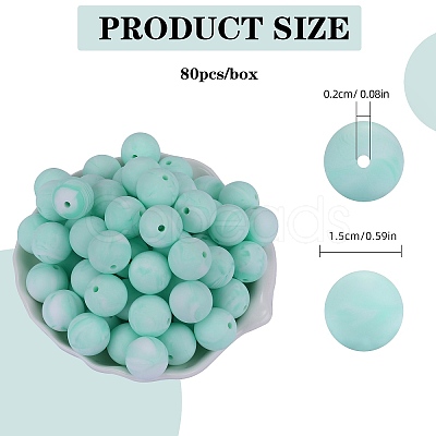 80Pcs Round Silicone Focal Beads SIL-SZ0001-24-27-1