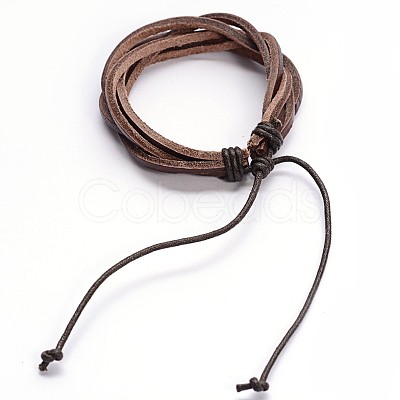 Adjustable Twine Style Leather Cord Bracelets BJEW-F173-09B-1