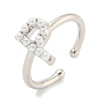 Rack Plating Brass Open Cuff Rings for Women RJEW-F162-01P-P-1