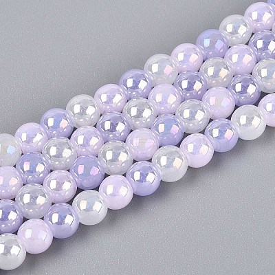Electroplate Glass Beads Strands EGLA-N019-6mm-01-1