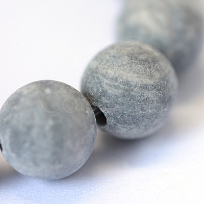 Frosted Natural Polychrome Jasper/Picasso Stone/Picasso Jasper Beads Strands X-G-E334-6mm-24-1
