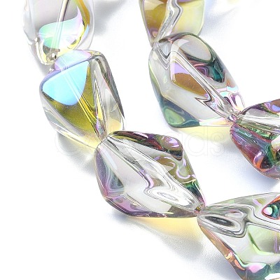 Half Rainbow Plated Electroplate Transparent Glass Beads Strands EGLA-E060-01A-HR02-1
