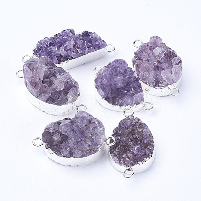 Natural Druzy Quartz Crystal Links connectors G-P252-04-1