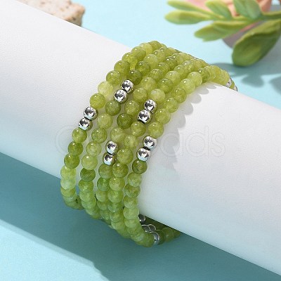 Natural Peridot Bead Bracelet ZW6419-4-1