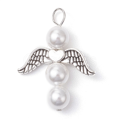 Shell Pearl Beaded Angel Pendants PALLOY-JF03016-1