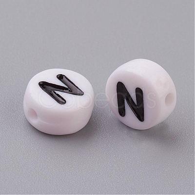 Acrylic Horizontal Hole Letter Beads X-PL37C9070-N-1