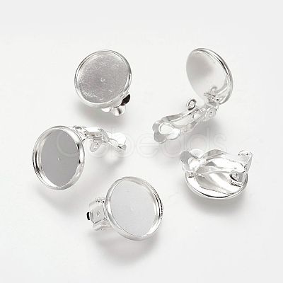 Brass Clip-on Earring Settings LS-KK-I007-S-NF-1