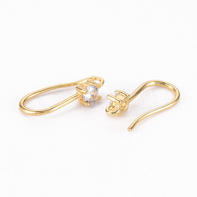 Brass Micro Pave Clear Cubic Zirconia Earring Hooks ZIRC-S068-004-NF-1