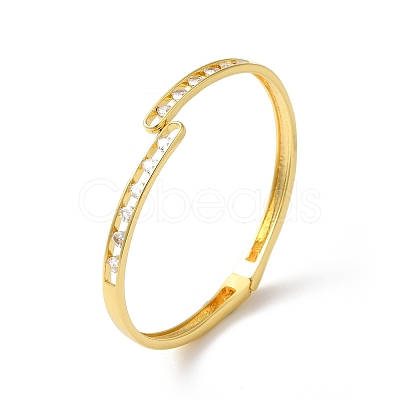 Rack Plating Brass Pave Clear Cubic Zirconia Hinged Bangles BJEW-G716-03G-1