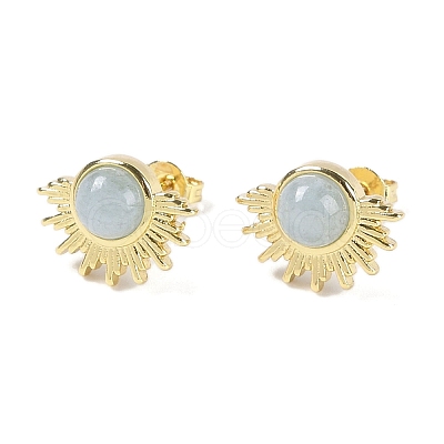 Natural Mixed Stone Stud Earrings EJEW-K288-01G-1