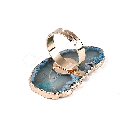 Natural Agate Cuff Rings RJEW-Q035-02G-1