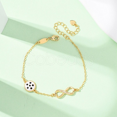 Sports Brass Micro Pave Cubic Zirconia Infinity Link Bracelets LS-BJEW-D386-01E-G-1