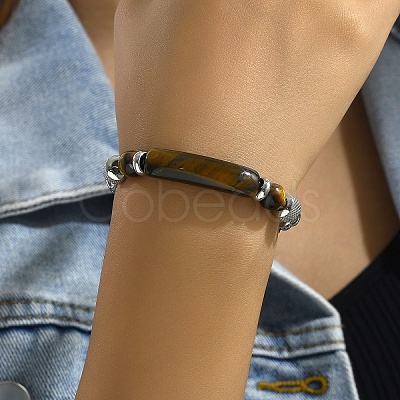 Natural Tiger Eye Beads Link Bracelets YW5979-2-1