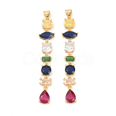 Brass Cubic Zirconia Pendants KK-C166-07G-1