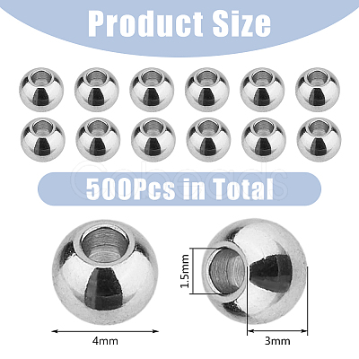 DICOSMETIC 500Pcs 304 Stainless Steel Spacer Beads STAS-DC0015-68-1