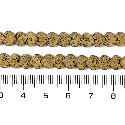 Electroplated Natural Lava Rock Beads Strands G-Q1009-G01-02E-1