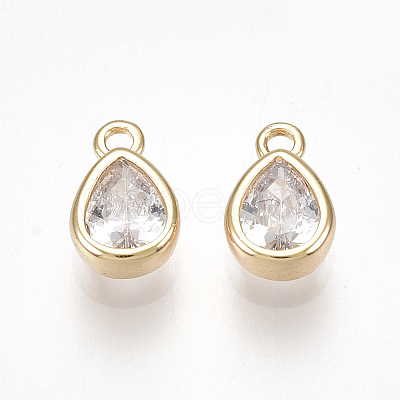 Brass Cubic Zirconia Charms X-KK-S350-089G-1
