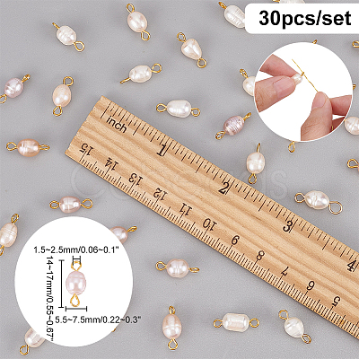 30Pcs 3 Colors Natural Freshwater Pearl Connector Charms PALLOY-AB00059-1