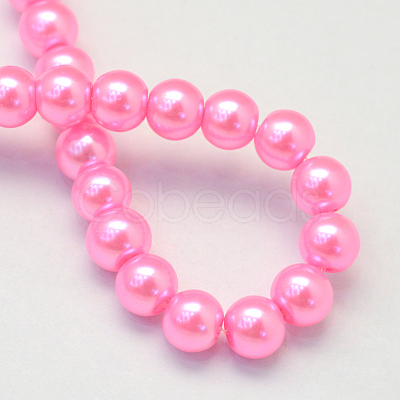 Baking Paint Pearlized Glass Pearl Round Bead Strands HY-Q003-6mm-68-1