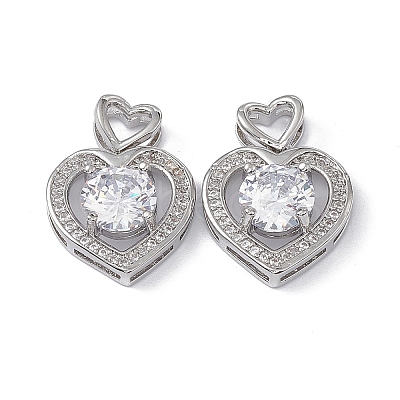 Brass Clear Cubic Zirconia Pendants KK-E068-VA121-1-1