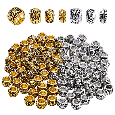30Pcs 6 Styles Tibetan Style Alloy European Beads FIND-FH0017-41-1