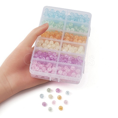 480Pcs 6 Colors Transparent Crackle Acrylic Beads MACR-YW0002-51-1