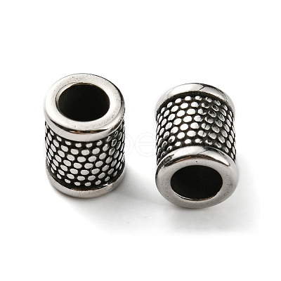 Retro 304 Stainless Steel Large Hole Barrel Beads STAS-E073-05-1
