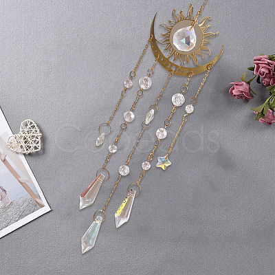 1Pc Metal Moon Hanging Ornaments AJEW-CN0004-04B-1