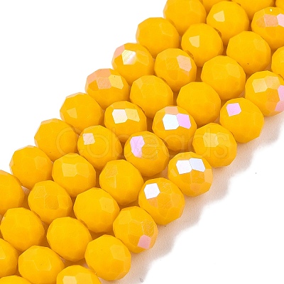 Electroplate Opaque Solid Color Glass Beads Strands EGLA-A044-P6mm-L29-1