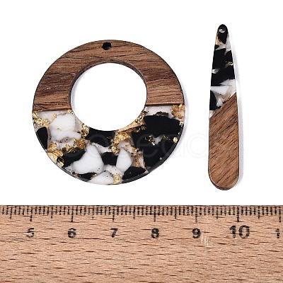 16Pcs 8 Styles Transparent Resin & Walnut Wood Pendants RESI-N053-06-1