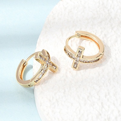 Brass Micro Pave Cubic Zirconia Hoop Earrings KK-CBACA55-18G-1