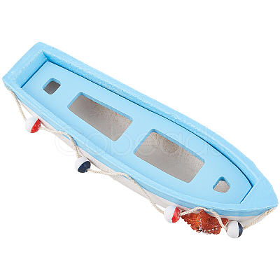 Mediterranean-style Wood Sailboat Miniature Model Decorations DJEW-WH20816-008B-1