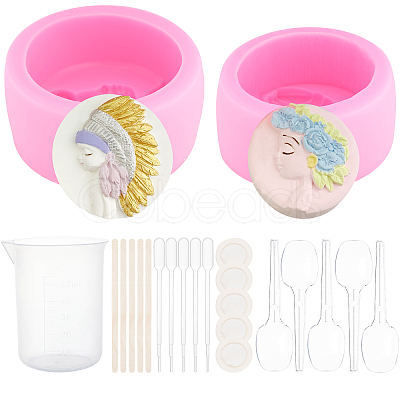DIY 3D Girl Face Fondant Molds Kits DIY-OC0003-47-1