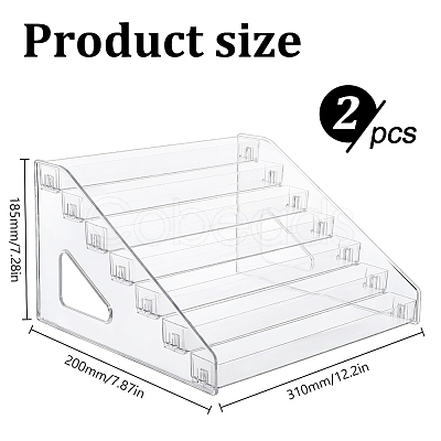 7-layer Rectangle Plastic Badge Organizer Display Risers LS-ODIS-WH0079-097-1